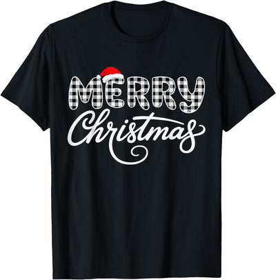 Cow Merry Christmas't Shir't Merry Christmas Buffalo Black T-Shirt