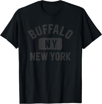 Cow Buffalo Ny Buffalo New York Gym Distressed Black T-Shirt