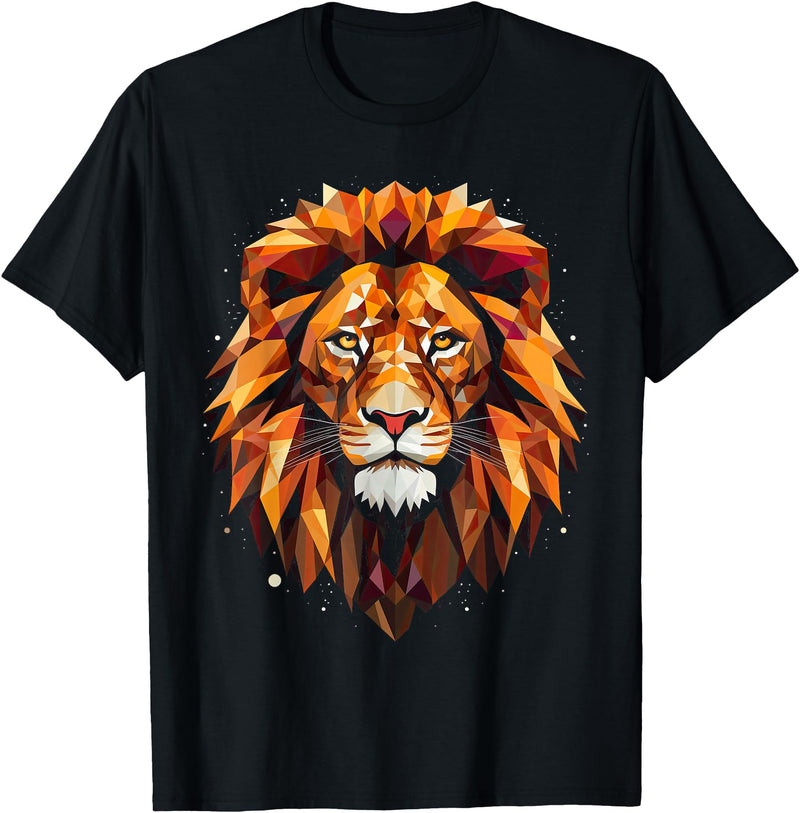 Cool Lions, Astrology And Horoscope Designs Lion colorful lions King Of Animals From Africa Polygon T-Shirt - Black