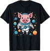 Solar System Designs Pig in Space - Cute Funny Astronaut Pig with Planets STEM T-Shirt - As Pictured