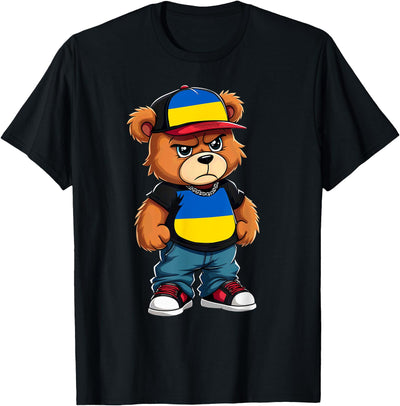 Ukrainian Flag Teddy Bear Ukraine Hip Hop T-Shirt