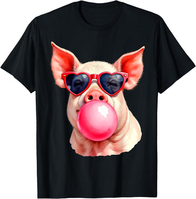 Womens Pig Blowing Bubble Funny Pig T-Shirt