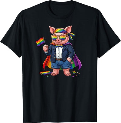 Funny Pig LGBT Rainbow Lesbian Gay Pride Women Men T-Shirt