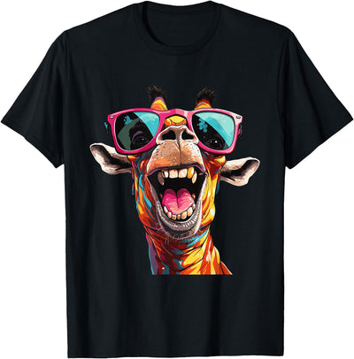 Laughing Giraffe Vintage Sunglasses African Animal Gift T-Shirt