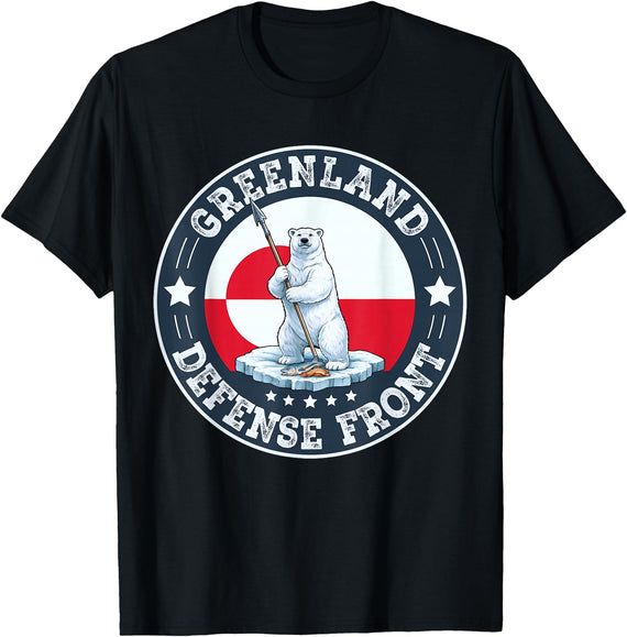 Greenland Defense Front Polar Bear Retro Tees Greenland Guard Polar Bear Spear Arctic Emblem T-Shirt - Black