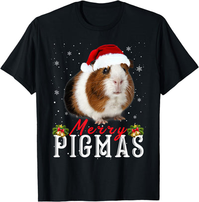 Merry Pigmas Face Mask Funny Guinea Pig Christmas Santa Xmas T-Shirt