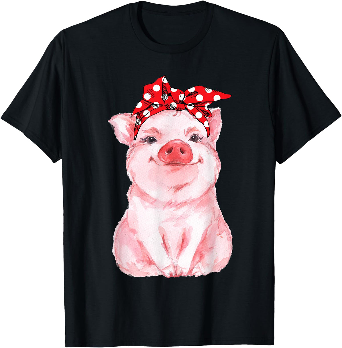 Nettes Schwein mit Kopftuch Komisch vio Cute Pig with Headscarf Funny T-Shirt - Black