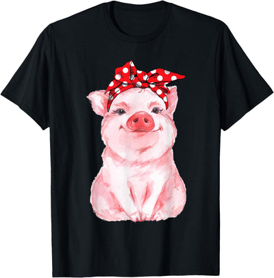 Cute Pig with Headscarf Funny T-Shirt