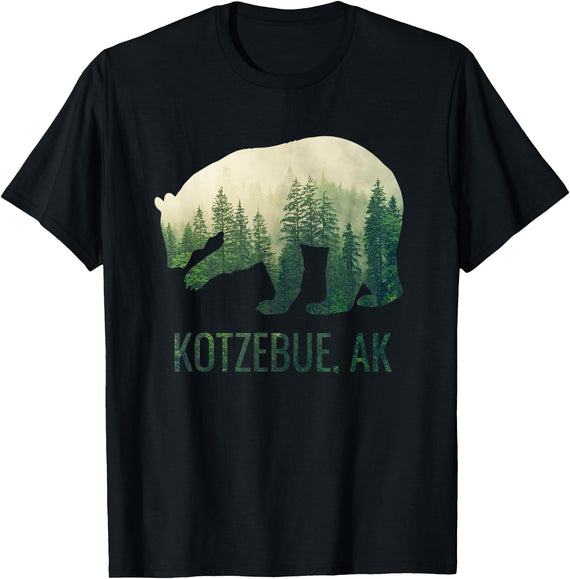 Kotzebue SE Alaskan Wild Bear & Nature Lover Kotzebue Grizzly Bear Southeast Alaska Forest Wildlife T-Shirt - Black