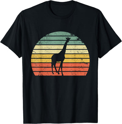 Vintage Giraffe Shirt Retro Color Sunset Silhouette T-Shirt