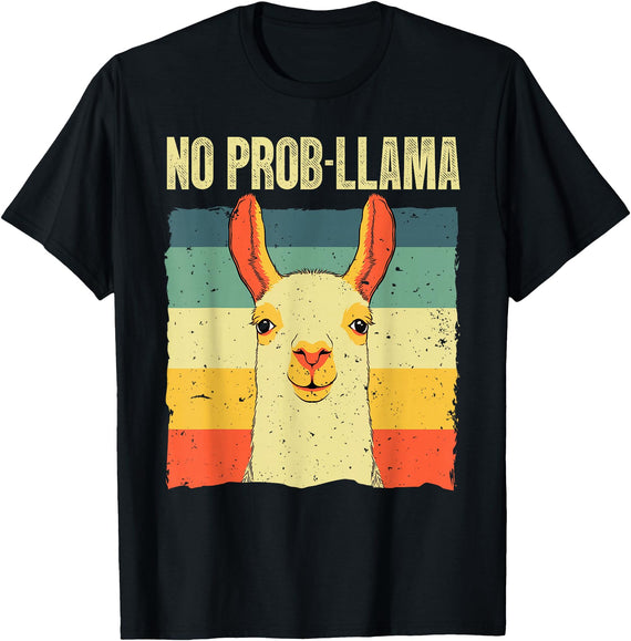 Funny Llama Gift Llama Lover Accessories & Stuff Cool Llama for Men Women No Prob Llama Alpaca Farming Animal T-Shirt - Black