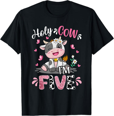 Cow Themed Birthday Party Supplies for Girl 5th Holy Cow I'm T-Shirt