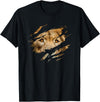 Lion Graphic - Wild Animal Lover Design Lion Outfit - Torn Design Picture Of A Lion's Face T-Shirt - Black