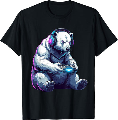 Funny Graphic Gamers tee Polar Bear Funny Video Games Polar Bear T-Shirt
