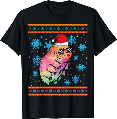 Water Bear With Santa Hat Microbiology Christmas Tardigrades T-Shirt