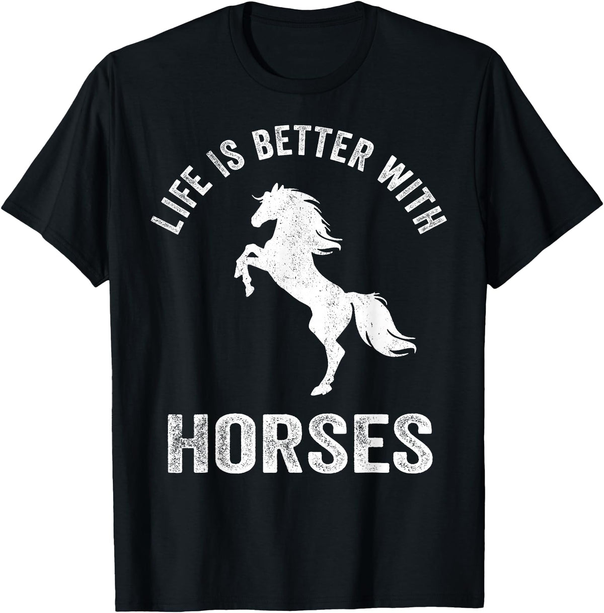 Horse Owner Belief Design Inc. Cute Life Is Better With Horses Horseback Riding Shirt T-Shirt - Black