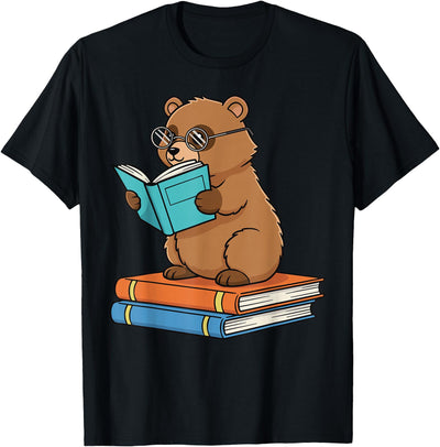 Reading Bear Bookworm Cute Bear with Glasses Books T-Shirt