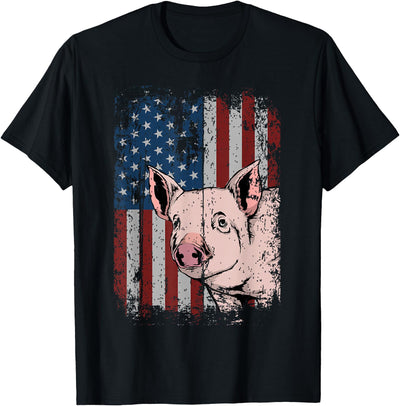 Pig American USA Flag Patriotic Pig Farm Gift T-Shirt