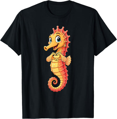 Seahorse Designer Designs Seahorse with Heart | Cute Seahorse Heart Symbol T-Shirt