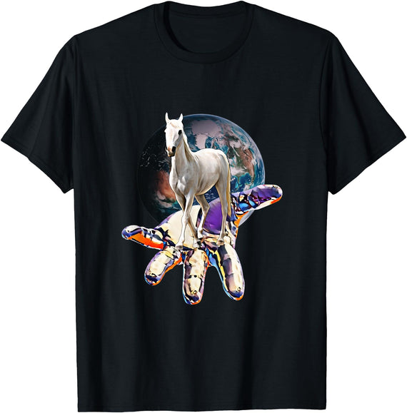 Horses Girls Women Gift Kids | Men Boys Horse Motif T-Shirt - Black