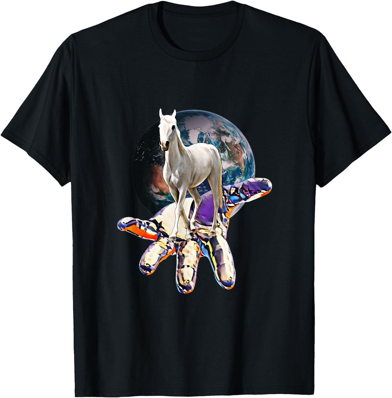 Horses Girls Women Gift Kids | Men Boys Horse Motif T-Shirt - Black