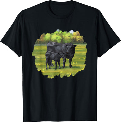 Farm Animal Art by Csforest Black Angus Cow Cute Calf Farm T-Shirt