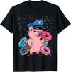 Pig Lover Gift Co. | Unisex Pig Cop Police Officer Doughnut T-Shirt - Black, Small, Short Sleeve - Black