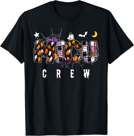 Cute Ghost MICU Nurse ICU RN Nursing Halloween Ghost MICU Crew Nurse Medical Intensive Care Unit Halloween T-Shirt - Black