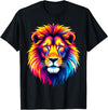 Colorful for Lion Lover Lion Head Colorful Animal Lion T-Shirt - Black