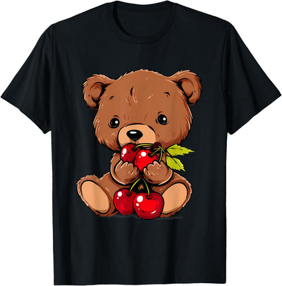 Cherry Bear Cute Bear Nature Cherry Fruit Artwork Wildlife T-Shirt