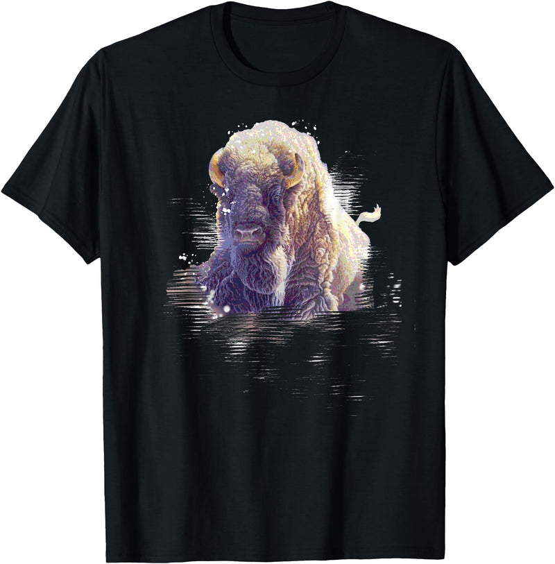 Rocky Mountain Wilderness designs Great Native American White Buffalo Sacred Spirit Animal T-Shirt - Black