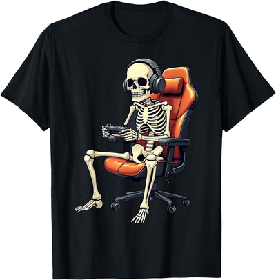 Halloween Shirts For Gamers Boys Girls & Teens Tee Halloween Skeleton Gamer Video Gaming Boys Girls Men Women T-Shirt