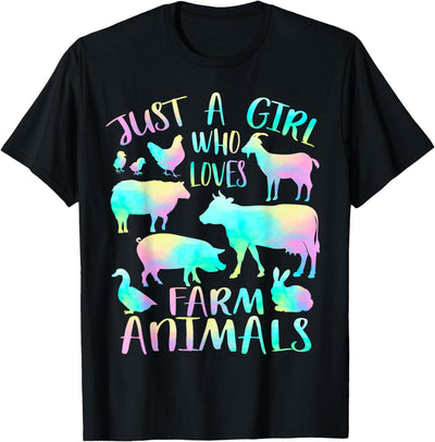 Just a Girl Who Loves Farm Animals Cows Pigs Goats Lover T-Shirt