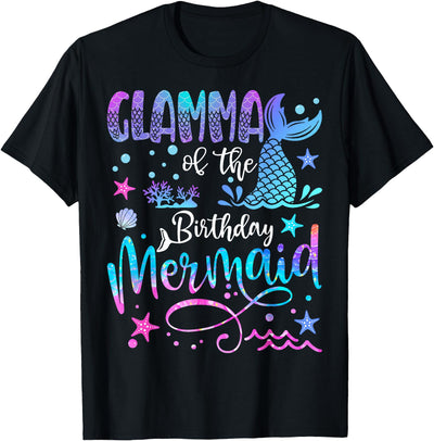 Birthday Mermaid Matching Family Tees Glamma of The Birthday Mermaid Matching 1St Birthday Girl T-Shirt