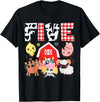 Farm Animals Cow Themed Birthday Party Family Tees 5th Birthday Five Year Old Farm Theme Animals Birthday Party T-Shirt -