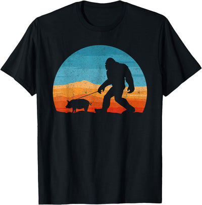 Bigfoot Walking Pig Sasquatch Pig Lover T-Shirt