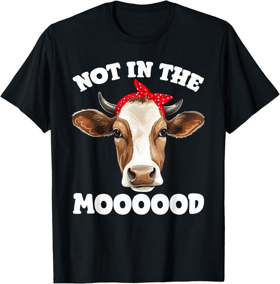 Don't Talk To Me Designz Not In The Mood Sarcastic Heifer Dairy Cow Midwest Farmer T-Shirt - Black