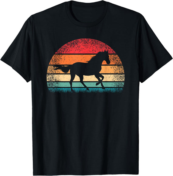 KATYLIN Retro Horse Lover Horseback Riding Cowgirl Western Men Women T-Shirt - Black