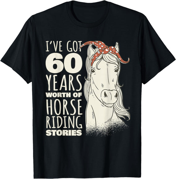 Horse Riding Birthday Gifts For Women 60th Birthday Sixty - 60 Years Old Horse Rider T-Shirt - Black