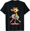 Giraffe Ballet Dancer Ballerina Giraffe Dancing T-Shirt - Black