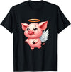 Cute Pig Angel with Wings T-Shirt - Black