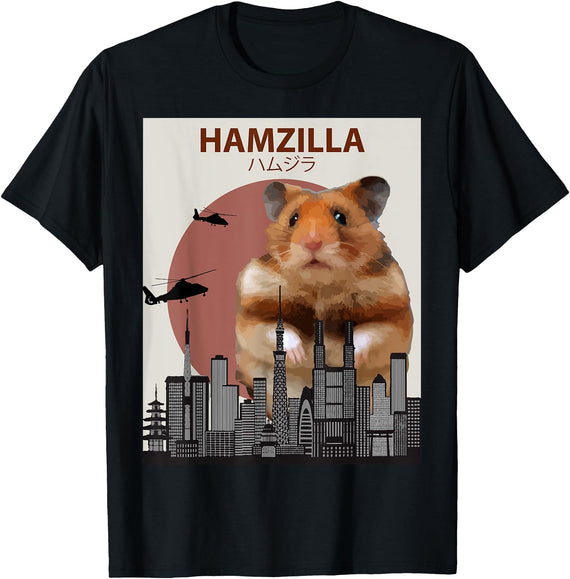 Funny Hamster T-Shirt Hamzilla- Cute Gift for Hamster Lovers T-Shirt - Black