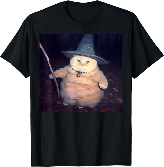 Wizard Cat Funny Halloween Cat Meme Shirt Wizard Cat Funny Halloween Cat Meme T-Shirt - Black
