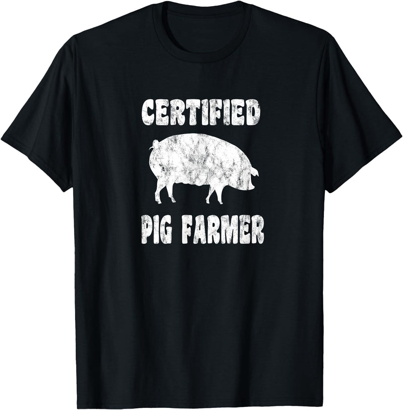 Pig Gifts for Men Women Boys Girls Toddlers by RJ - Unisex Adults Black Cotton 65% Polyester 35% Modern Animal Print Crew Neck Short Sleeve T-Shirt - Small - Office, Work - Casual - 1 Count - Black