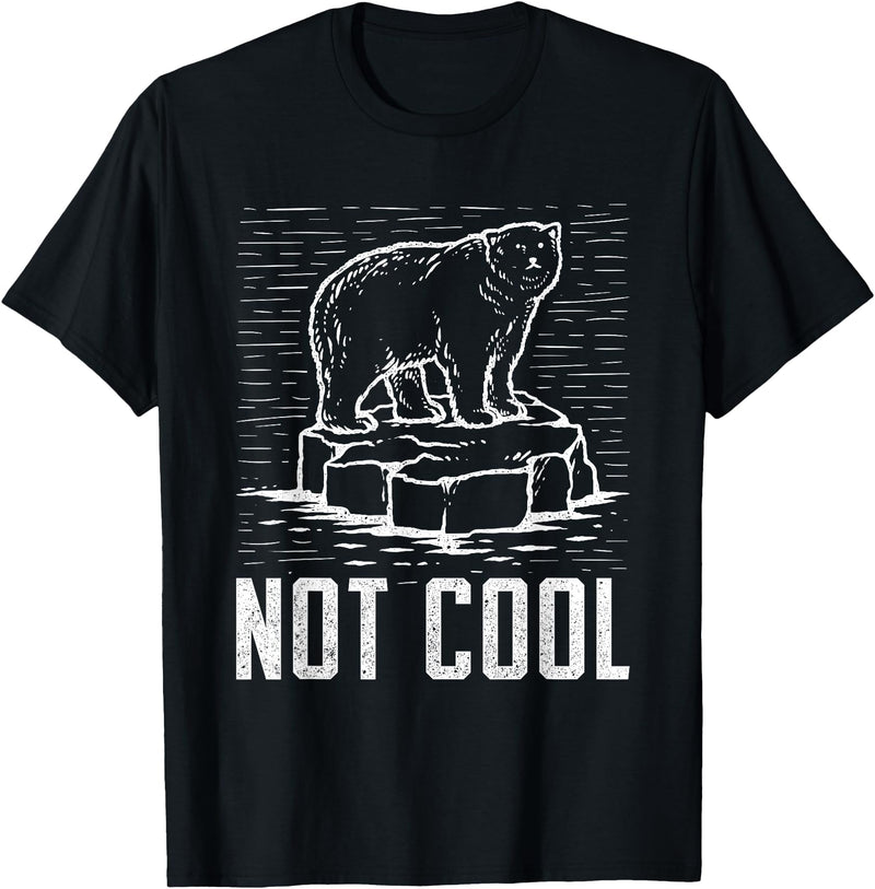 Climate Change Designs Polar Bear Against Climate Change Global Warming Design T-Shirt - Black
