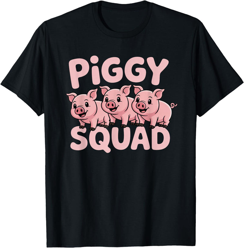 Piggy Squad - Matching Outfit Pig Lover Design T-Shirt - Black