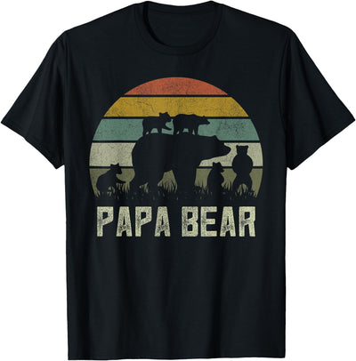 Funny Papa Bear , Cub 5 Kids Fathers Day Grandpa T-Shirt