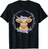 Unique Highland Cow Gifts Girls Cute Baby Highland Cow Design Purple Flowers Farm Toddler T-Shirt - Black