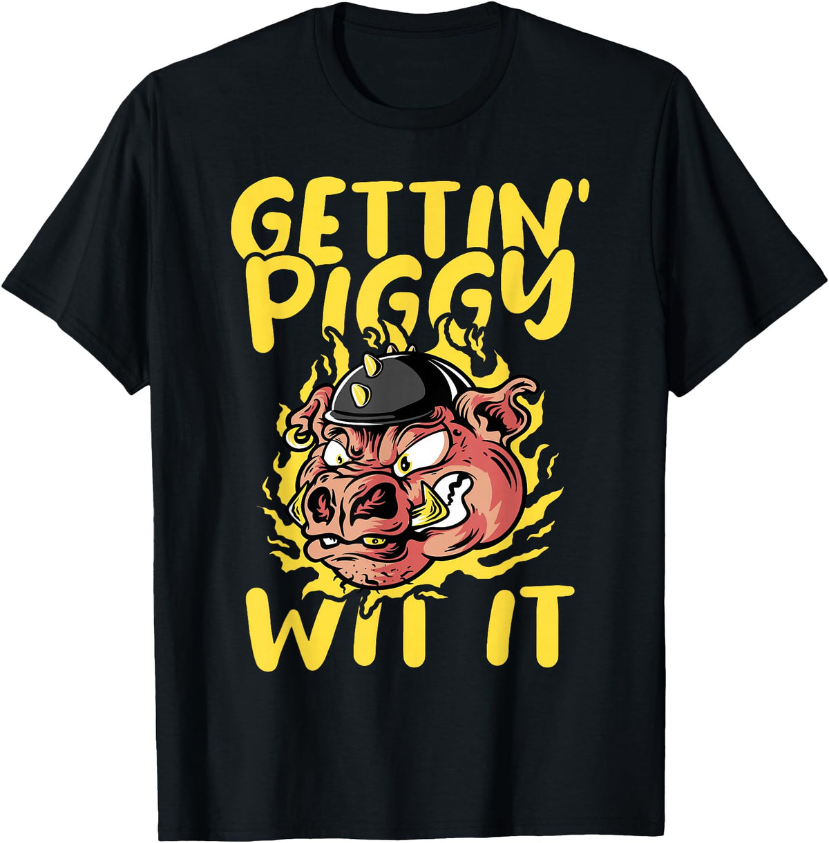 Funny Pig Roast BBQ Gifts Pork Rub Barbecue Lover Pig Roast Barbecue Getting Piggy Wit It BBQ T-Shirt - Black