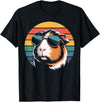 Guinea Pig Lover Gifts & Tees Retro Guinea Pig Sunglasses Flag Guinea Pig T-Shirt - Black